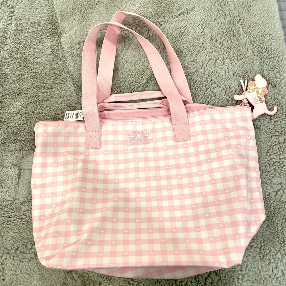 PINK X LOVESHACKFANCY Checkered Tote Bag, NWT